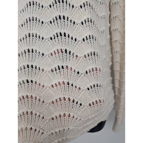 LOFT Open Back Knit Sweater Size L Pullover Scalloped Romantic Coquette Feminine - Picture 7 of 10
